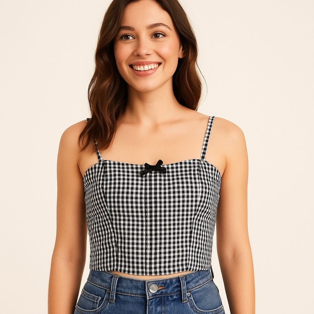 EUC Live 4 Truth Gingham Corset Crop Top – Size‎ XL - 0740
